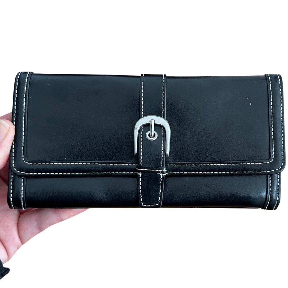 Black Long Wallet Snap Closure Ann Taylor LOFT